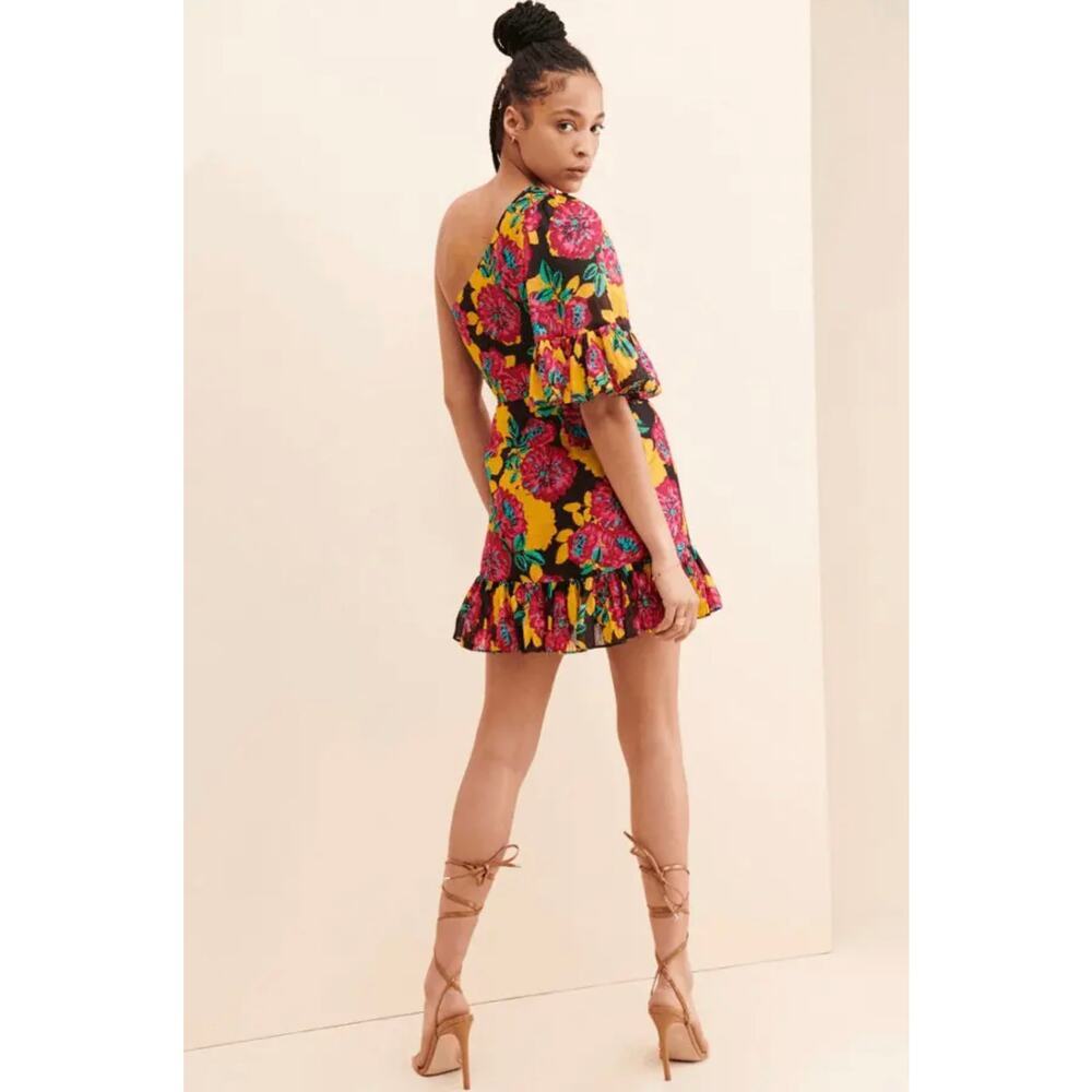 La Maison Talulah Barcelona Bloom One Shoulder Floral Mini Dress Size M - Picture 2 of 9